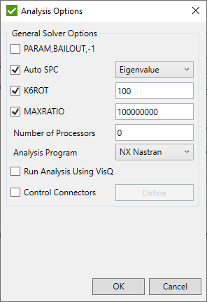 LinearStaticAnalysisOptionsFemap