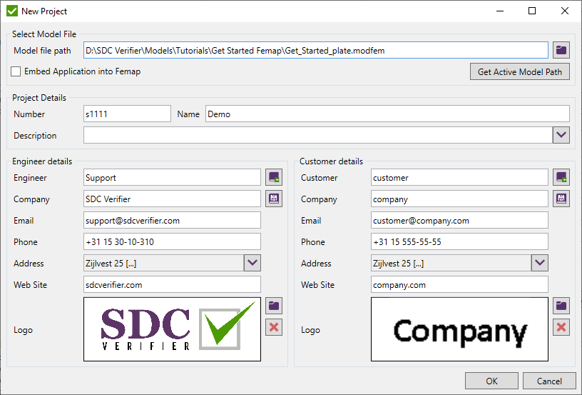 New project Window | SDC Verifier