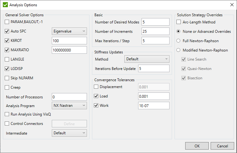 NonLinearStaticAnalysisOptionsFemap