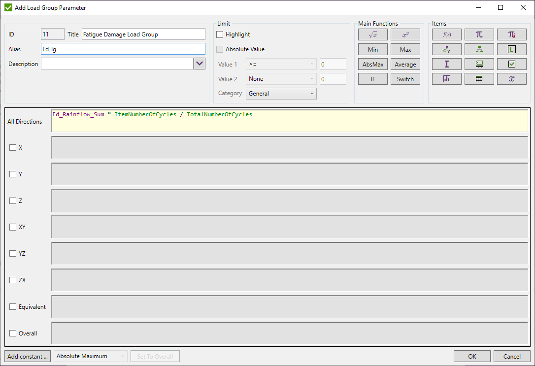 Rainflow Check Add Load Group Parameter | SDC Verifier