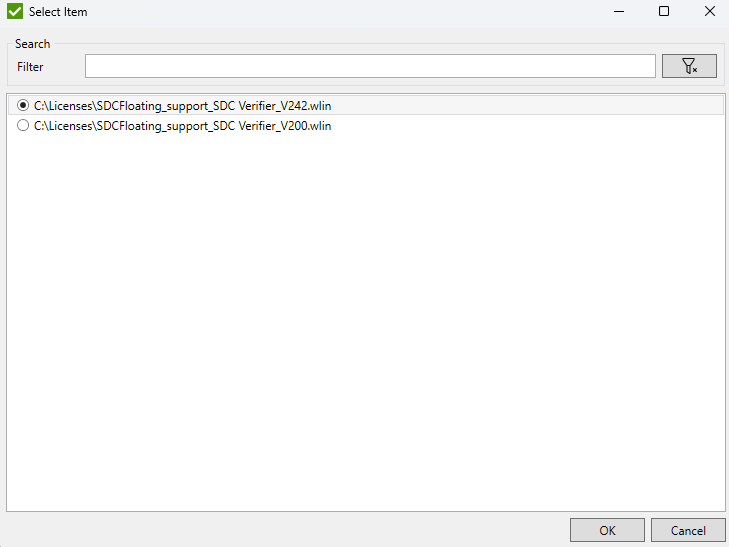 Select License window |SDC Verifier