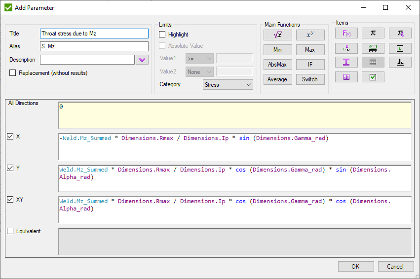 Weld Check Add Parameter | SDC Verifier