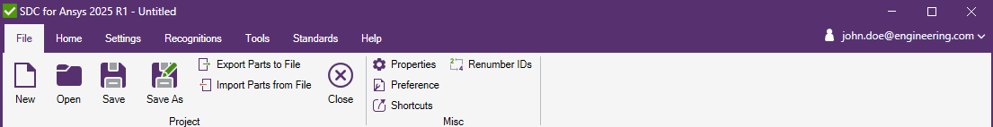 Account Menu SDC Verifier
