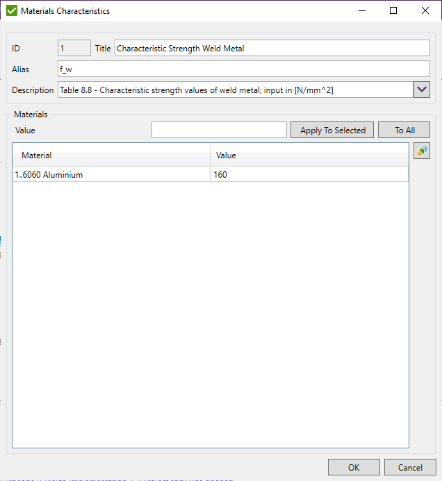 Eurocode 9 Welds (EN 1999-1-1:2007+A1:2009) | Help | SDC for Femap