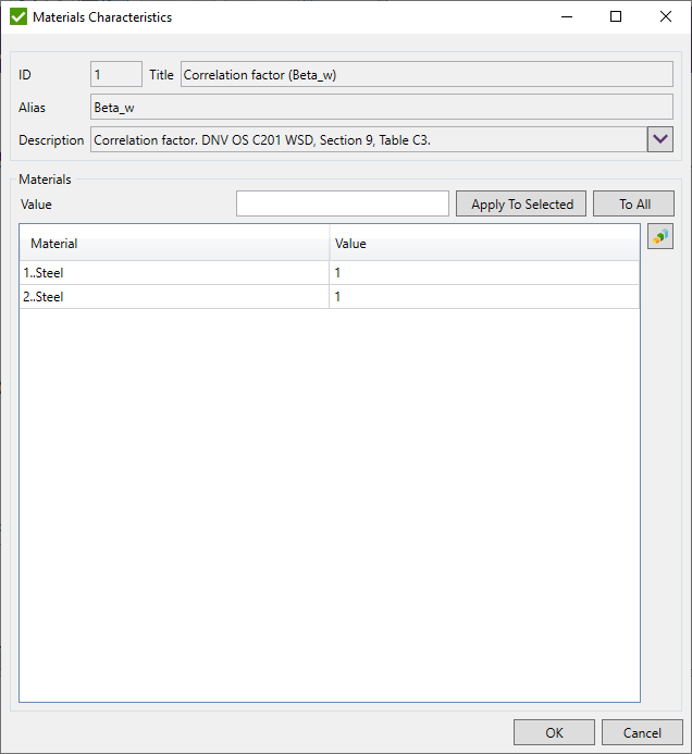 DNV OS-C201-WSD Weld Strength (2011) | Help | SDC Verifier