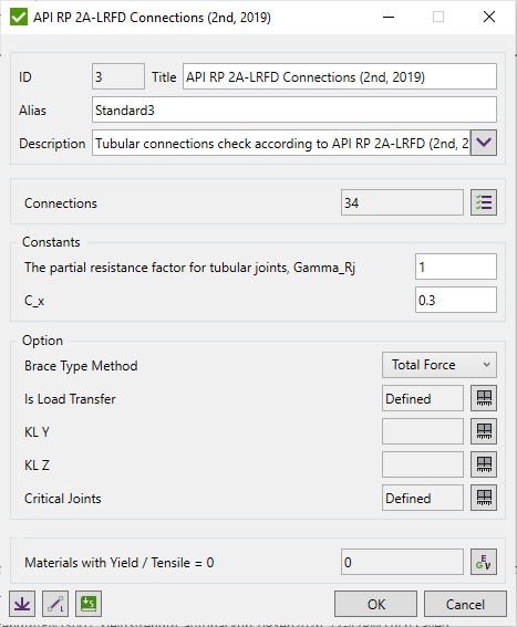 API RP 2A-LRFD Connections (2019) | Help | SDC for Simcenter 3D