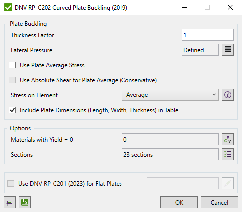 DNV RP-C201 Plate/Stiffener/Girder Buckling (2023) | Help | SDC for Simcenter 3D