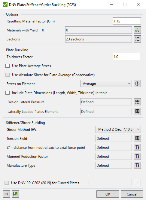 DNV RP-C202 Curved Plate Buckling (2019) | Help | SDC for Simcenter 3D