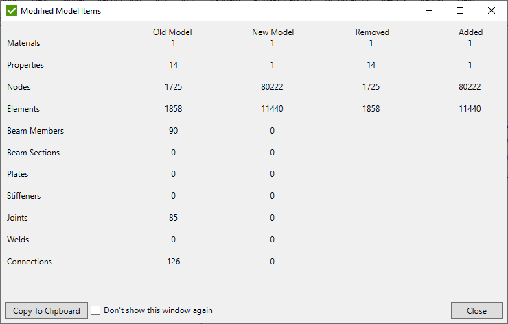 Modified Items Window | SDC Verifier