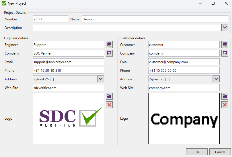 New project Window | SDC Verifier