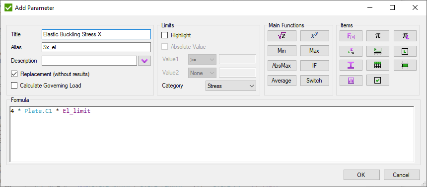 Plate Buckling Add Parameter | SDC Verifier