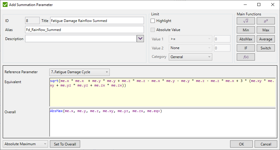 Rainflow Check Add Rainflow Summation Parameter | SDC Verifier