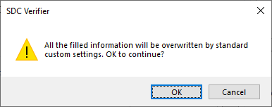 Standard Custom Settings Warning | SDC Verifier