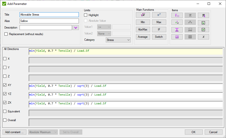 Standard add parameter