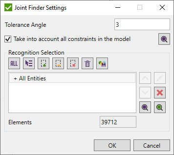 Joint Finder settings | SDC Verifier